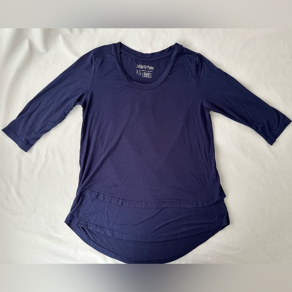 Latched Mama 3/4 Sleeve Scoop Neck Nursing Top 2.0 - Navy Blue XS . - Picture 8 of 9